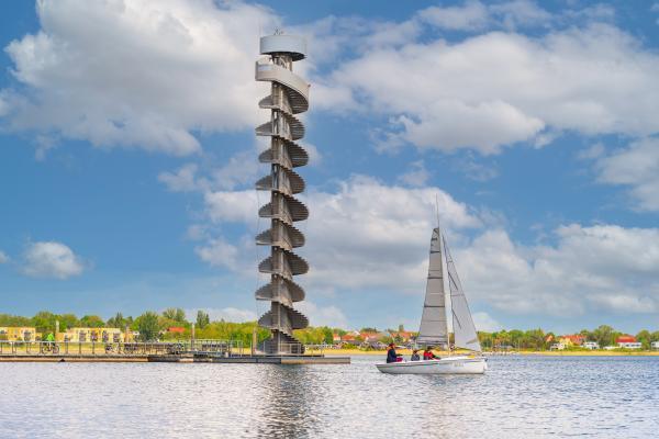 Water level tower on the Great Goitzsche Lake