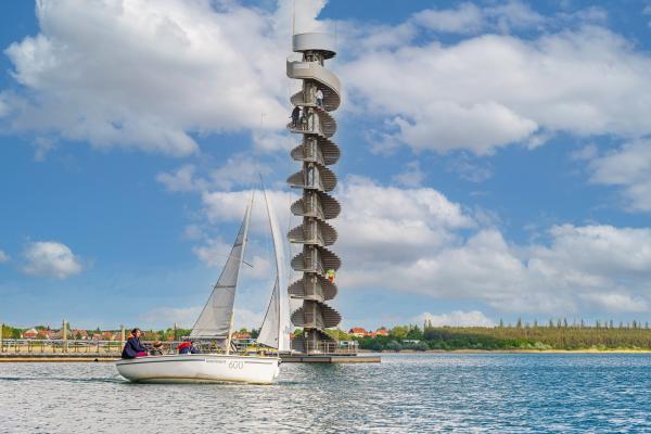 Water level tower with sailing boat, Goitzsche